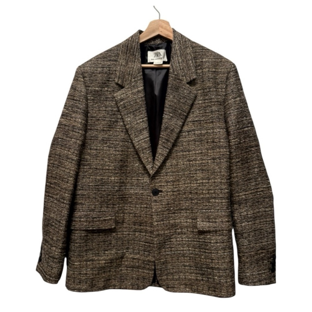 Zara Mens Hemp Silk Blend Blazer Size XL